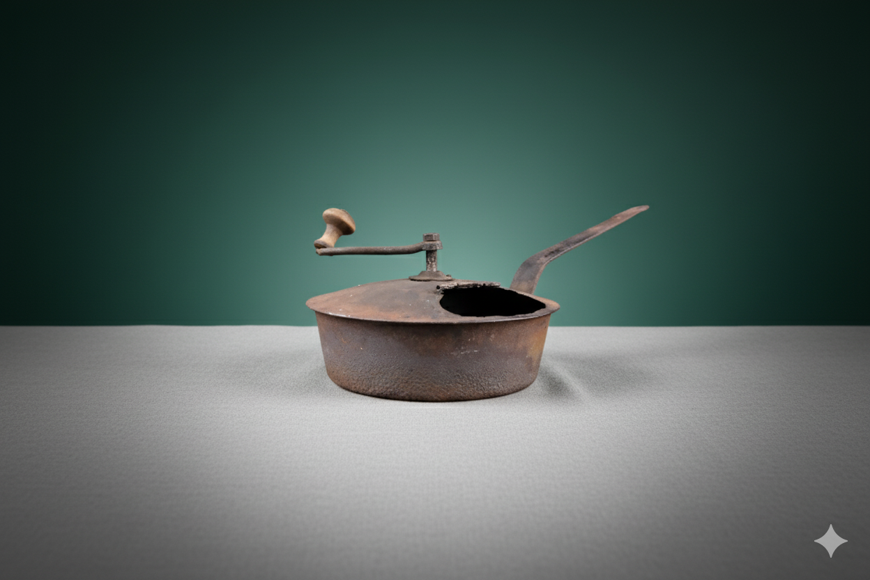 Üstünde Çevirme Kollu Kahve Kavurma Tavası